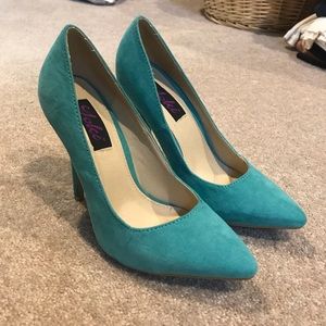 New Turquoise Suede Heels